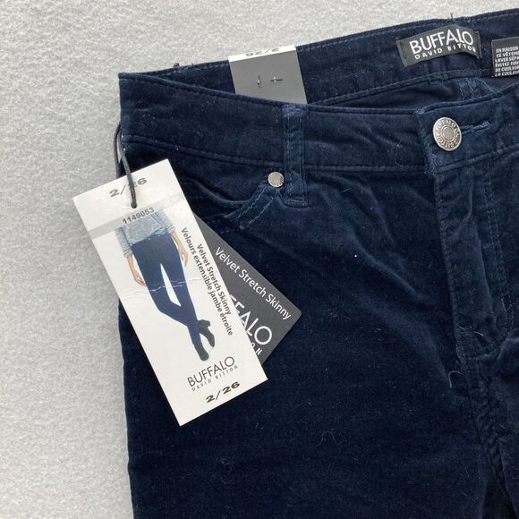 Buffalo David Bitton Marvel‎ Velvet Skinny Ankle Pants Women's 2/26 Blue Stretch - Picture 3 of 13